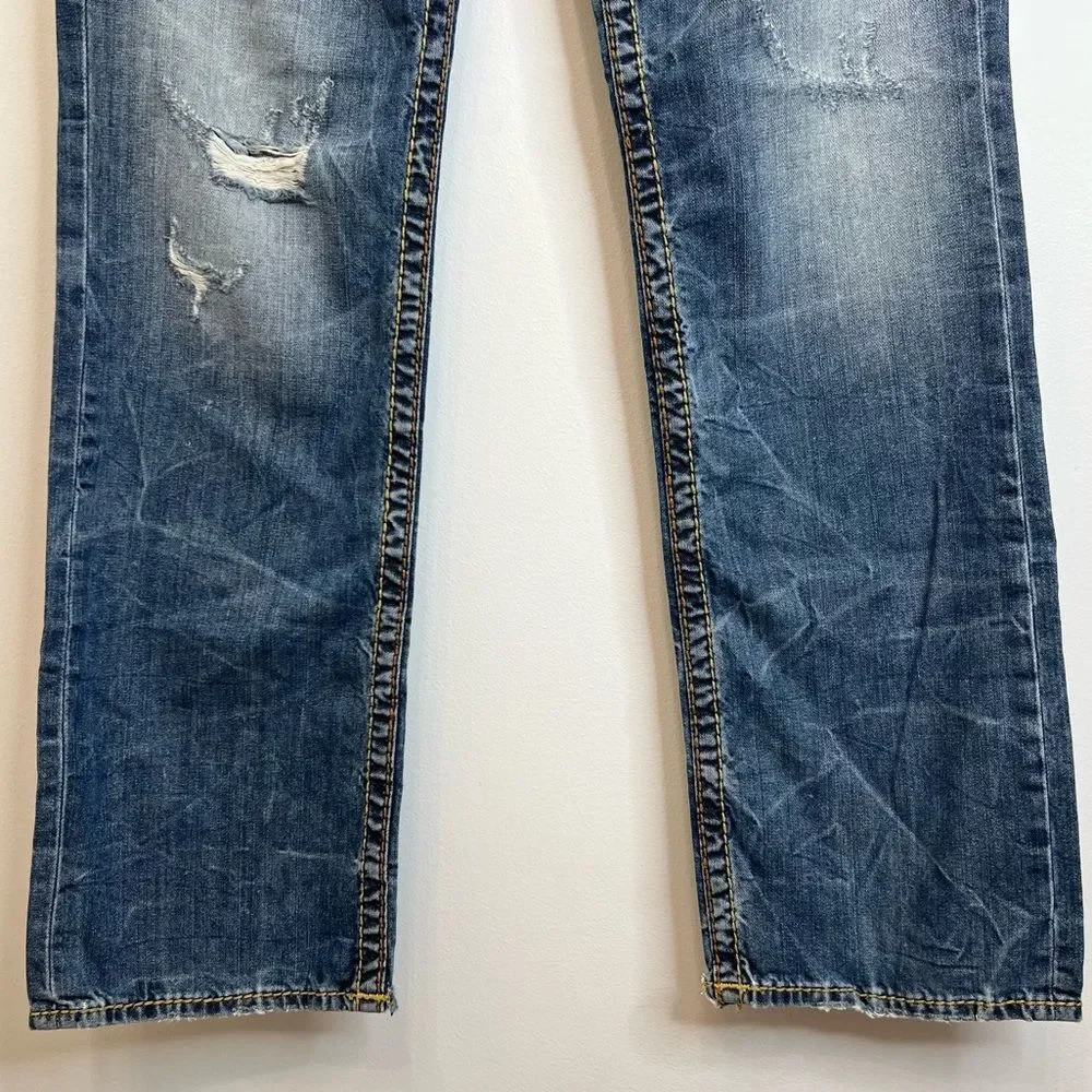 True Religion Men's Jeans Straight Old Multi Wheat BigT Distressed 101122 33x33
